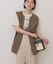 【接触冷感・イージーケア】リネンライクペプラムベスト