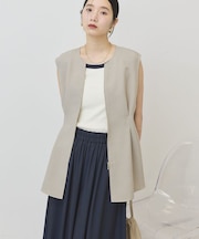 【接触冷感・イージーケア】リネンライクペプラムベスト