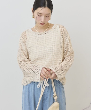 刺繍メッシュプルオーバー