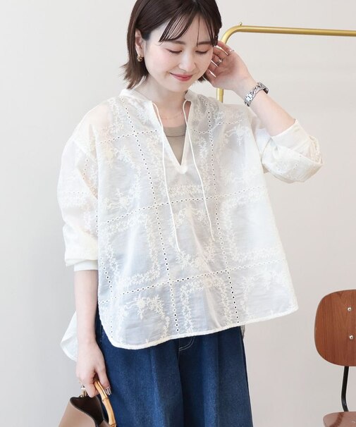 スキッパーレースブラウス