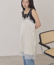 レースサテンキャミワンピース