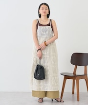 シアー刺繍キャミワンピース(ペチコート付き)