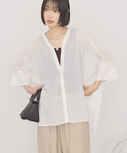 【接触冷感】Vネックポンチョシャツ