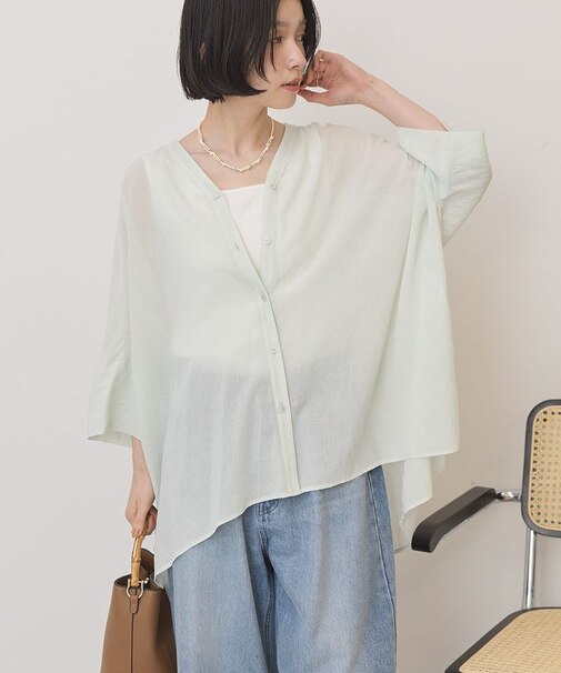 【接触冷感】Vネックポンチョシャツ
