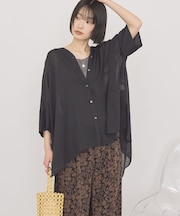 【接触冷感】Vネックポンチョシャツ