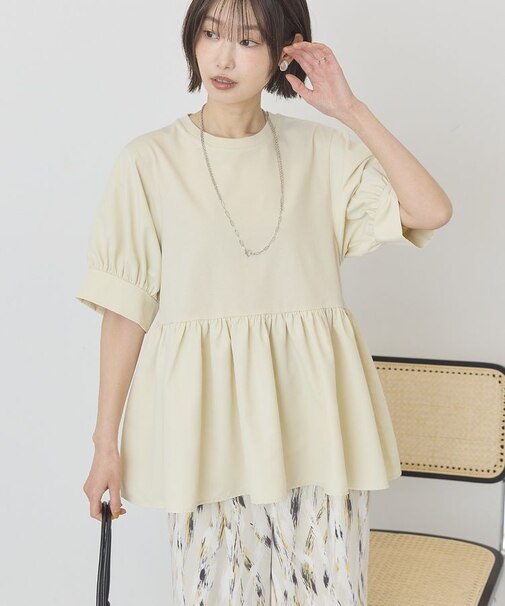 【WEB限定】異素材切替ペプラムプルオーバー
