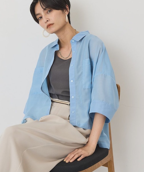 【WEB限定】Wポケットシアー半袖シャツ