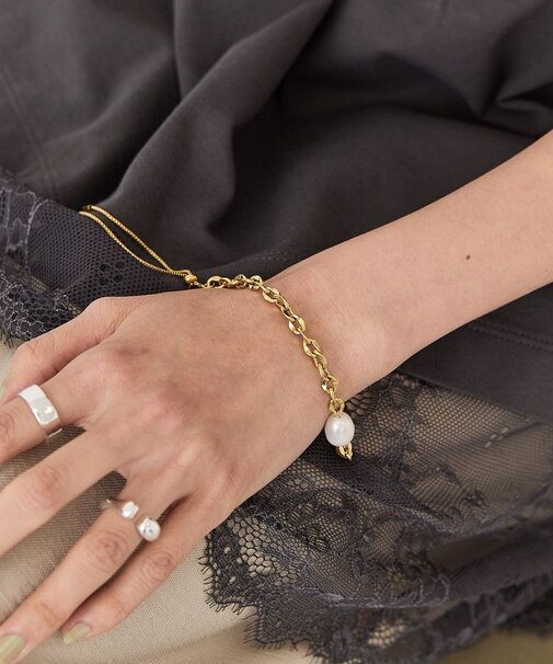 【ステンレス】パールトップスライドブレスレット