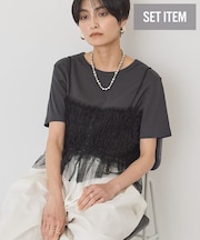 【2点セット】半袖Tシャツ＋チュールビスチェ