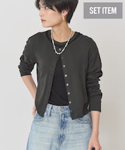 【SET】半袖プルオーバー+針抜きカーディガン