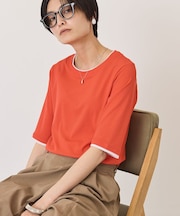 シアーリブ配色プルオーバー