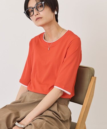 シアーリブ配色プルオーバー