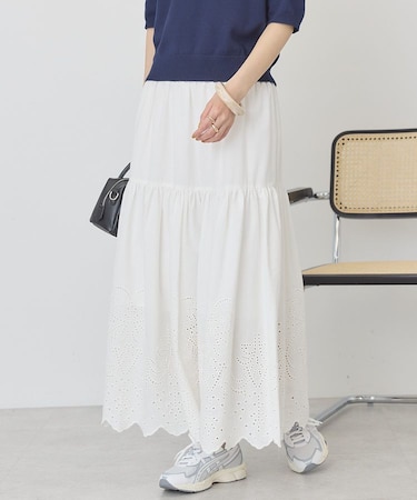 アイレット刺繍ティアードスカート