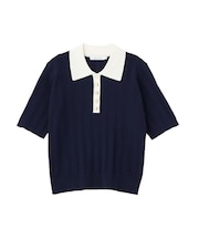 襟配色ニットポロ