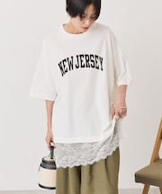 カレッジロゴレースドッキングTシャツ