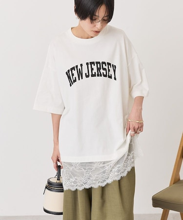 カレッジロゴレースドッキングTシャツ
