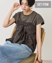 【2点セット】ノースリーブTシャツ+ビスチェ