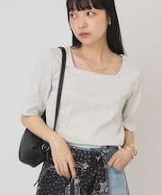 【接触冷感・UVカット】スクエアネック5分袖プルオーバー