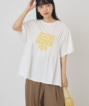 シャーリングプリントTシャツ