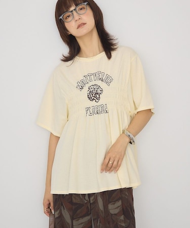 シャーリングプリントTシャツ