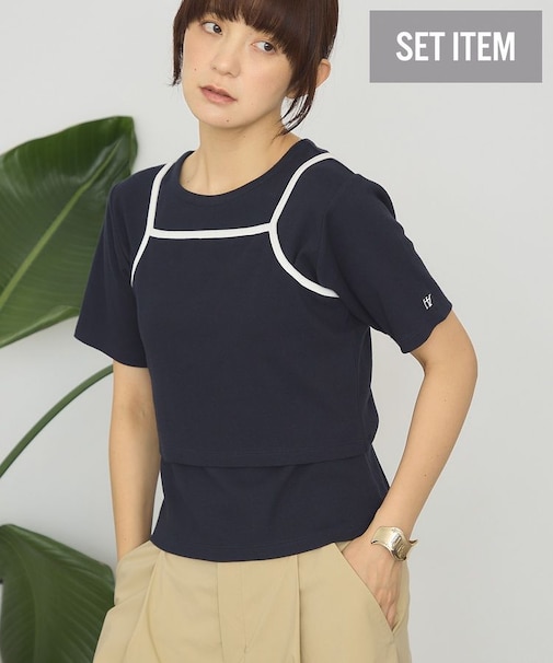 【2点セット】配色キャミ＋Tシャツ