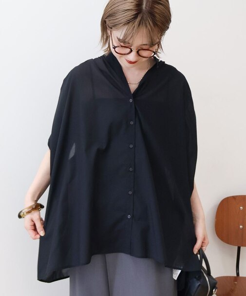 【WEB限定】イージーケア+接触冷感 フレンチスリーブギャザーシャツ