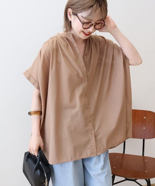 【WEB限定】イージーケア+接触冷感 フレンチスリーブギャザーシャツ
