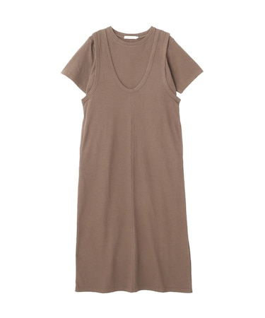 【2点セット】Tシャツ＋Uネックワンピース
