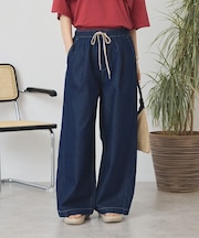 【接触冷感】イージーデニムワイドパンツ