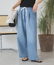 【接触冷感】イージーデニムワイドパンツ