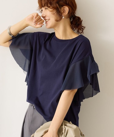 【WEB限定】袖チュールサイドスリットプルオーバー