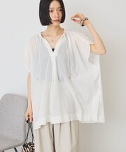 【UVカット】フレンチスリーブスキッパーブラウス
