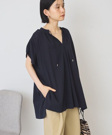 【UVカット】フレンチスリーブスキッパーブラウス