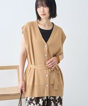 【接触冷感】金ボタンニットジレ