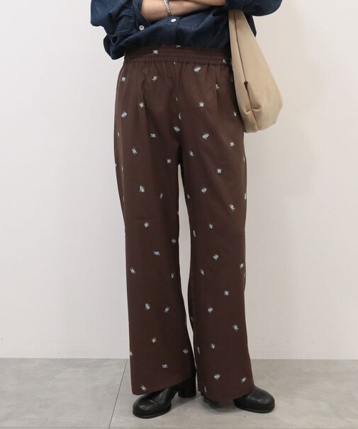 花柄刺繍イージーパンツ