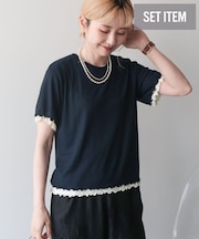 【2点セット】配色レイヤードメローTシャツ