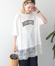 カレッジロゴレースドッキングTシャツ