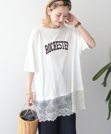 カレッジロゴレースドッキングTシャツ