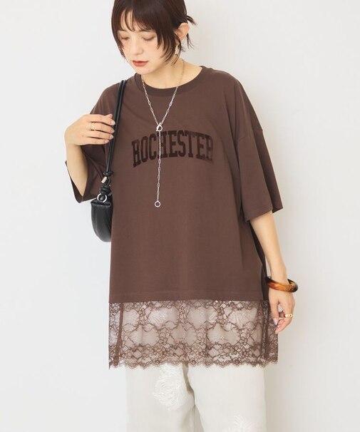 カレッジロゴレースドッキングTシャツ