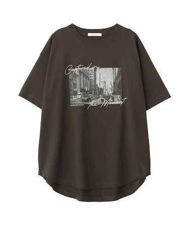 アソートプリント裾ラウンドTシャツ