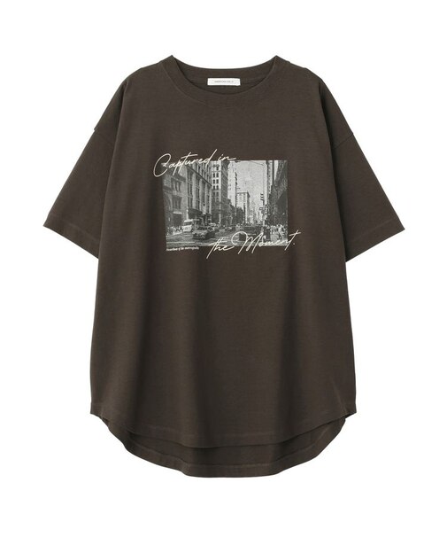 アソートプリント裾ラウンドTシャツ