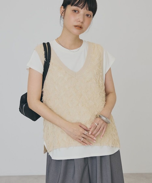 フリンジVネックベスト