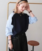【WEB限定】異素材コクーンポンチプルオーバー