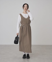 ベルト付きIラインワンピース