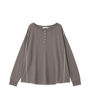 【選べる丈】ヘンリーネック ワッフルメロープルオーバー