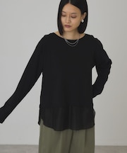 裾異素材プルオーバー