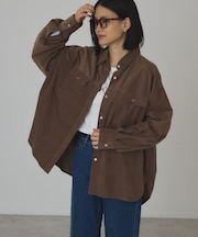 とろみコーデュロイメタルボタンBIGシャツ