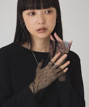 袖チュールドッキングプルオーバー