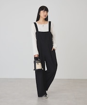 ウールライクストレッチサロペット