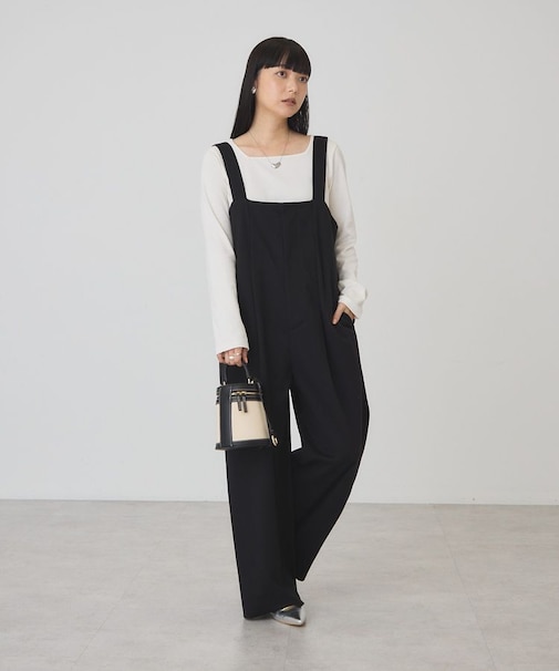 ウールライクストレッチサロペット
